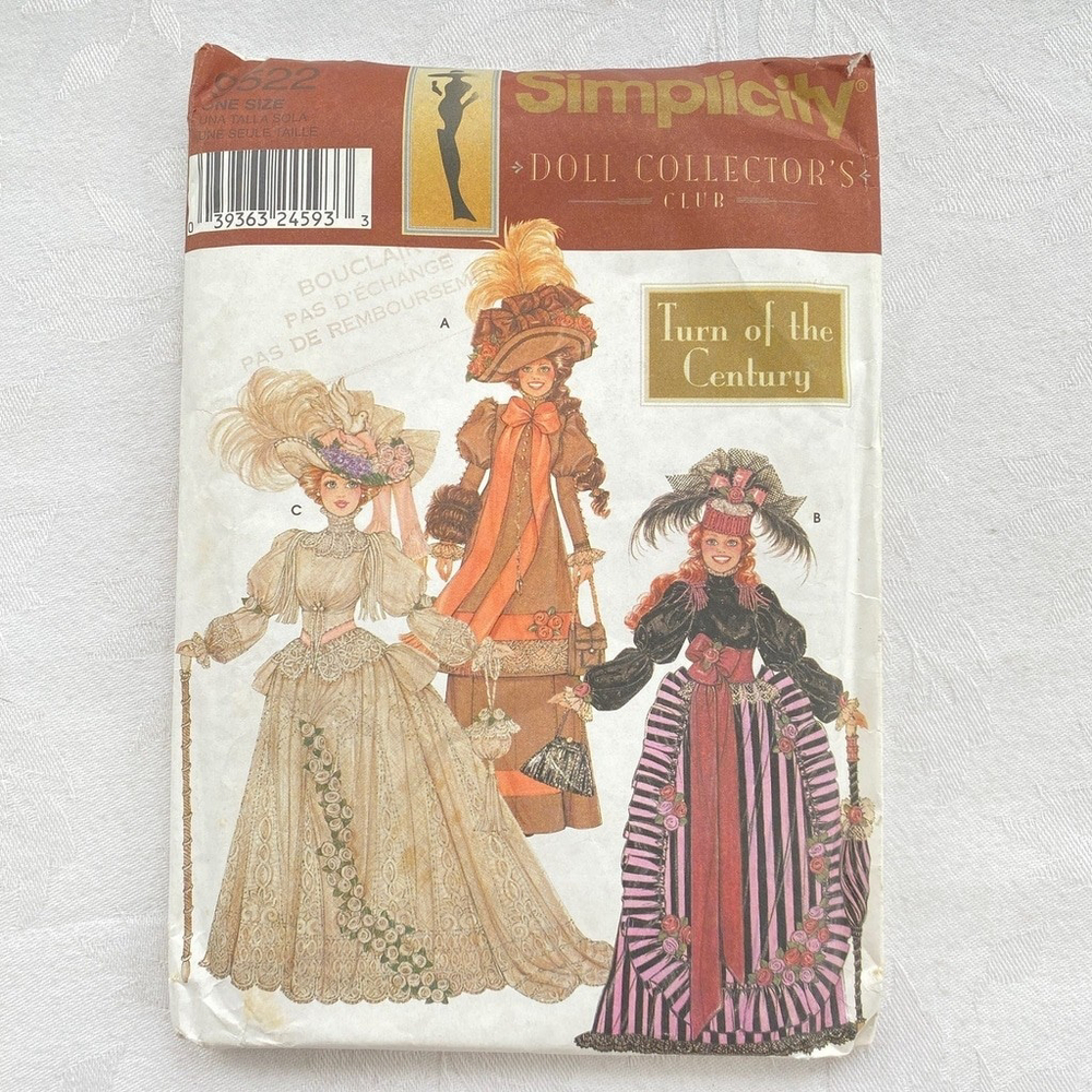 Simplicity 9522 Barbie Turn of the Century Gowns Sewing Pattern Fashion Dolls